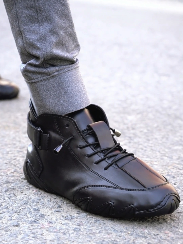 Italian High Sports Shoes - Midnight Black