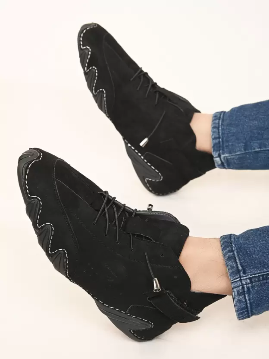 Italian High Sports Shoes - Midnight Black