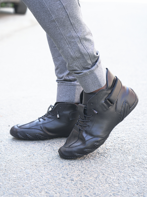 Italian High Sports Shoes - Midnight Black