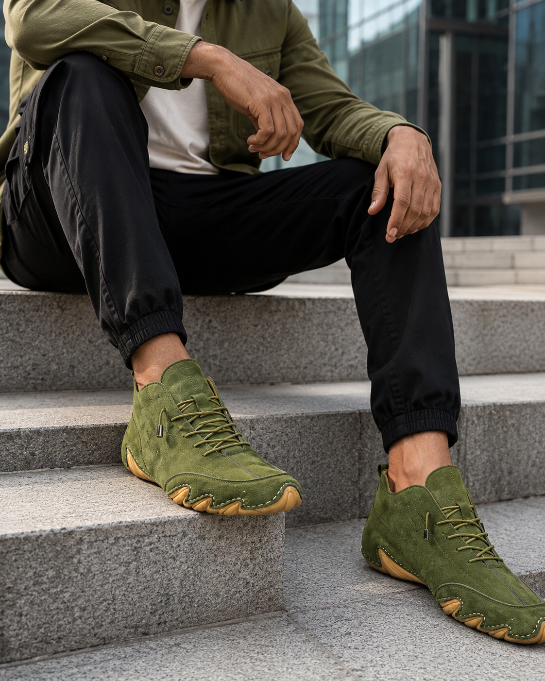 Italian High Sports Shoes - Military Green