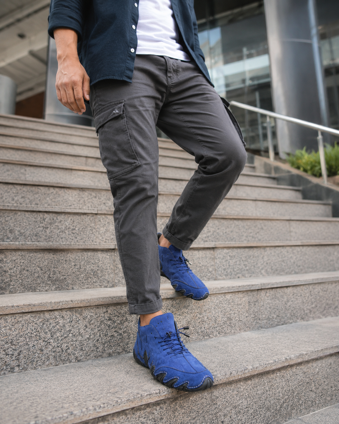 Italian High Sports Shoes - Coral Blue