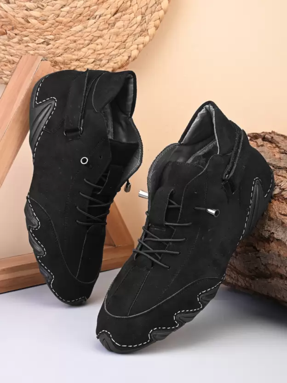 Italian High Sports Shoes - Midnight Black